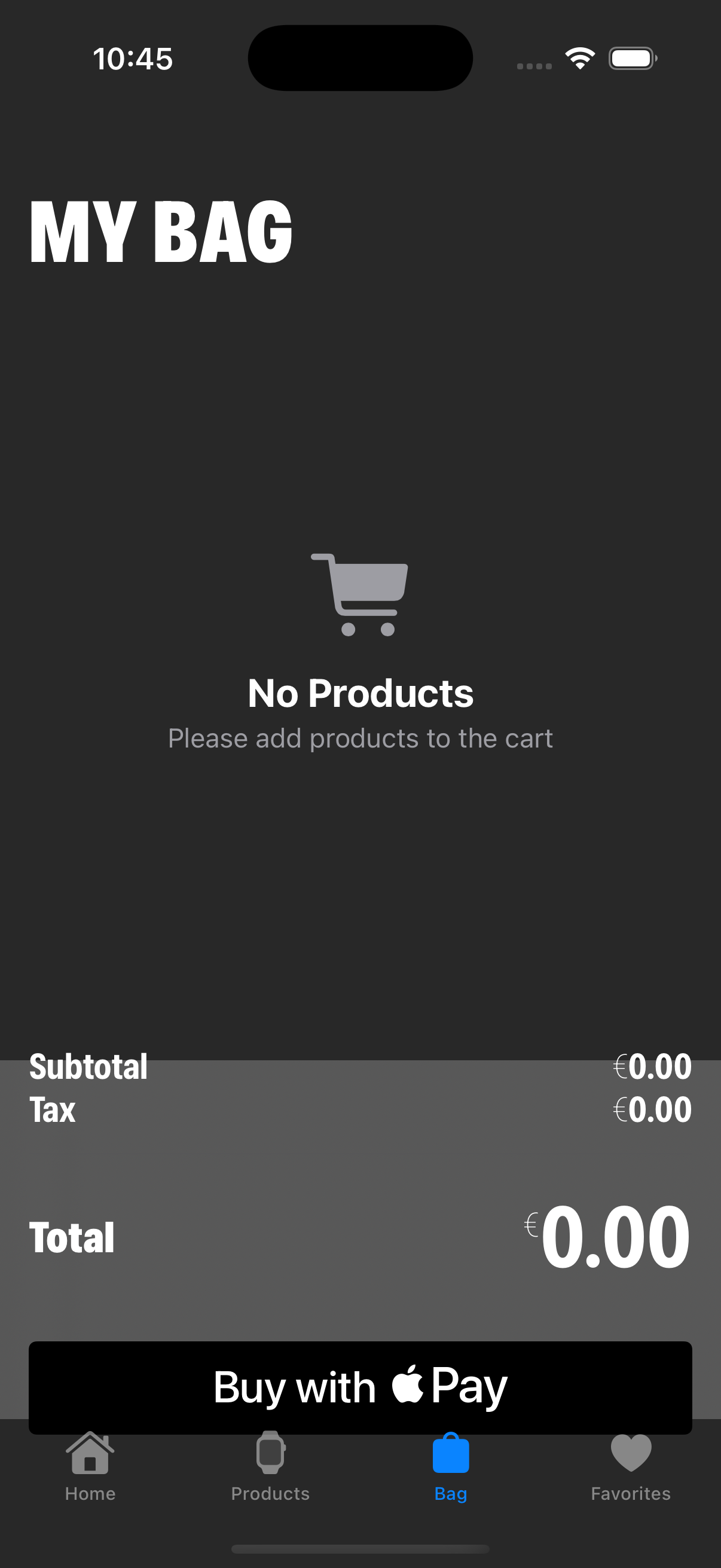 Apple Watch Store — shopping cart with Apple Pay