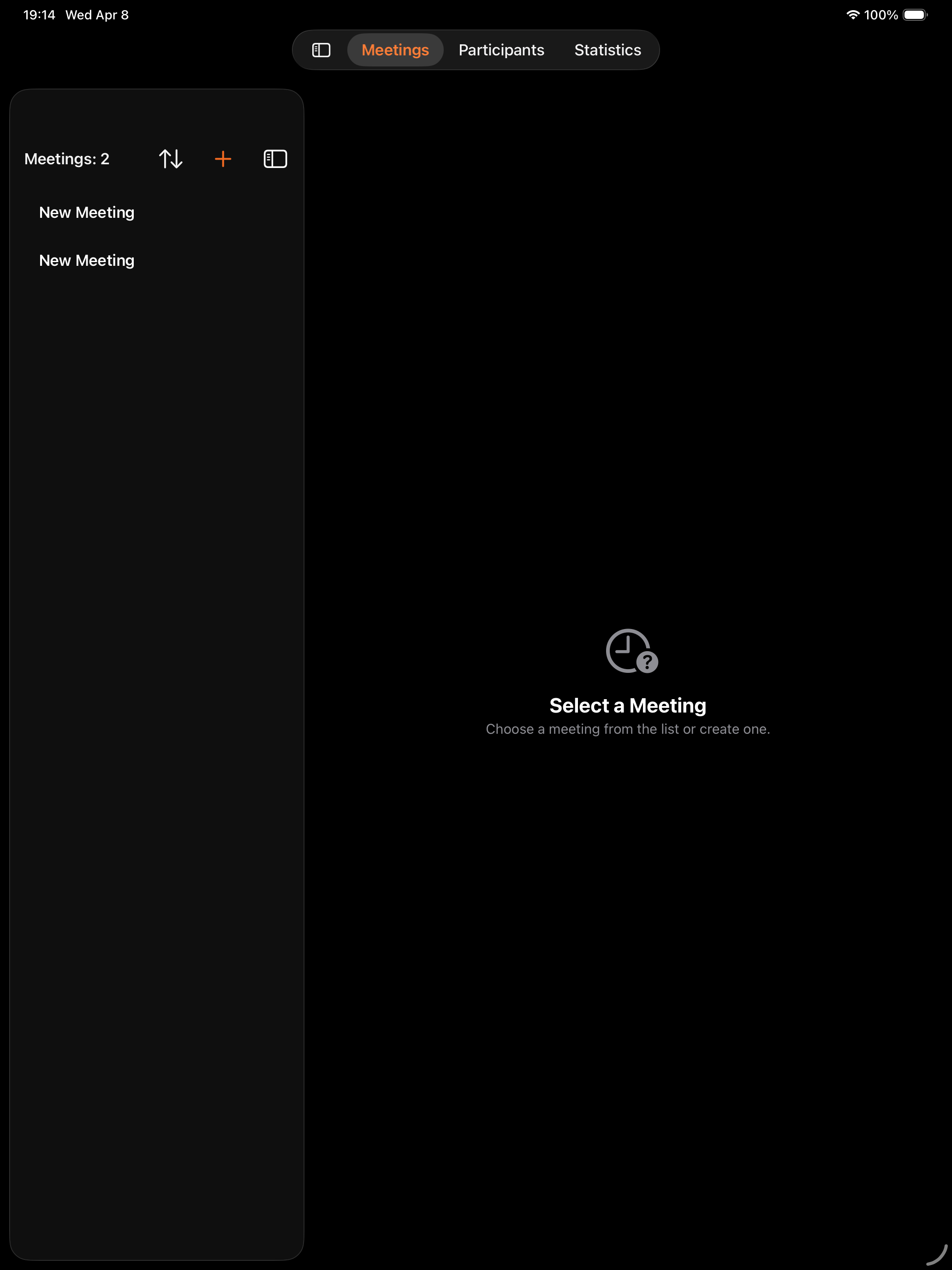 Meeting Cost — iPad view